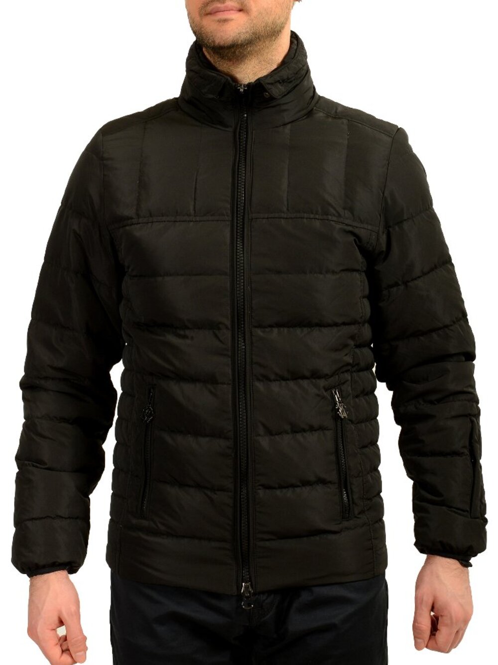 Roberto Cavalli Men's Black Full Zip Parka Jacket US S IT 48